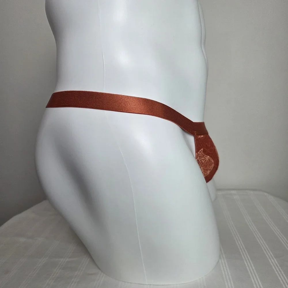 Cosabella Mens Tiger Print Lace Thong Underwear Rust Orange Low Rise Small